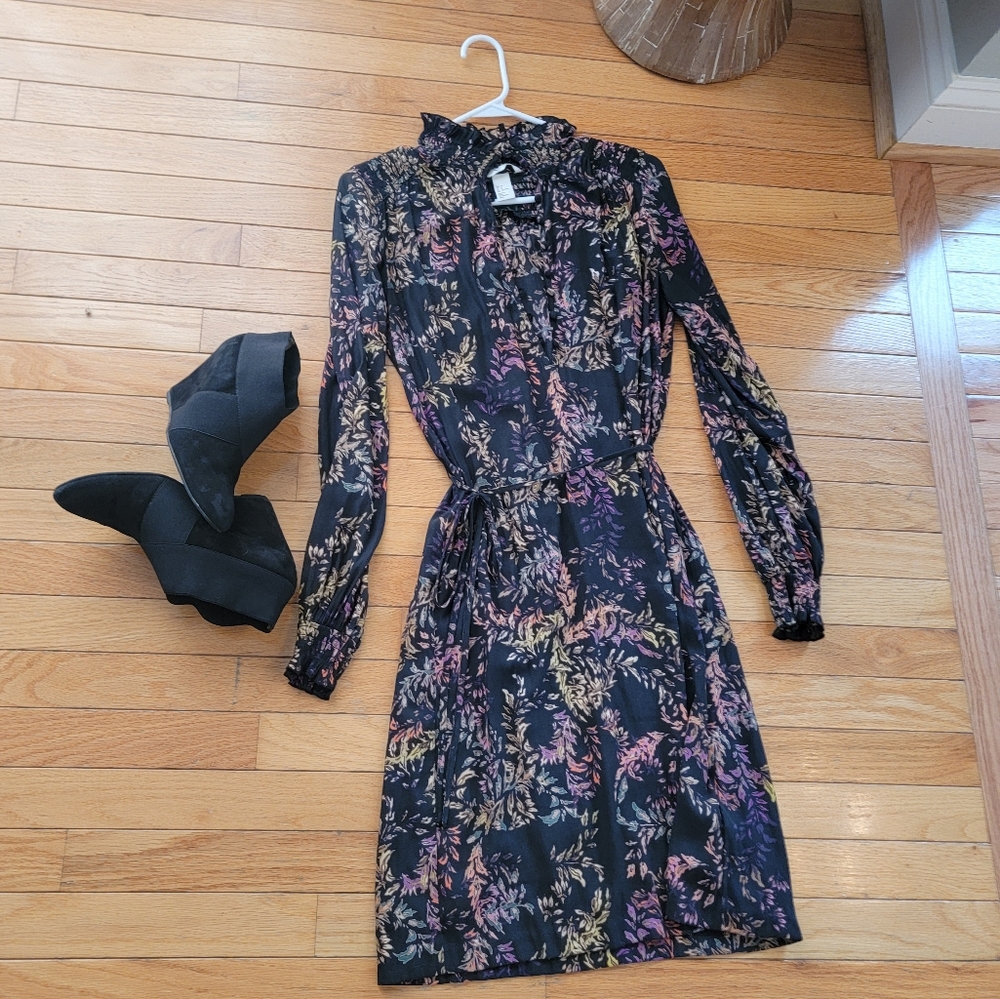 H&M Dress Size 6 Floral Print Long Sleeve - Picture 7 of 10